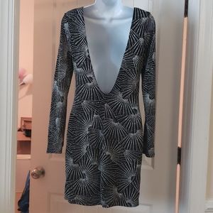 NEW Backless Sparkly Formal Long Sleeve Dress